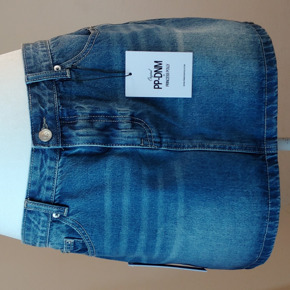 PP-DNM Princess Polly Arrte Mid-Rise Blue Denim Skirt Women's 10 NEW NWT - Picture 3 of 17